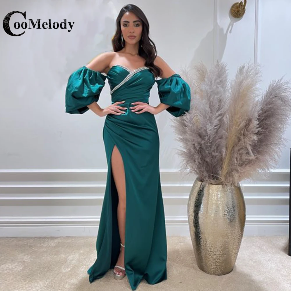 Coomelody Dignified Crystal Sweetheart Detachable Sleeve Formal Evening Gowns Pleat Slit Backless Sleeveless Straight Dresses
Coomelody Dignified Crystal Sweetheart Detachable Sleeve Formal Evening Gowns Pleat Slit Backless Sleeveless Straight Dresses