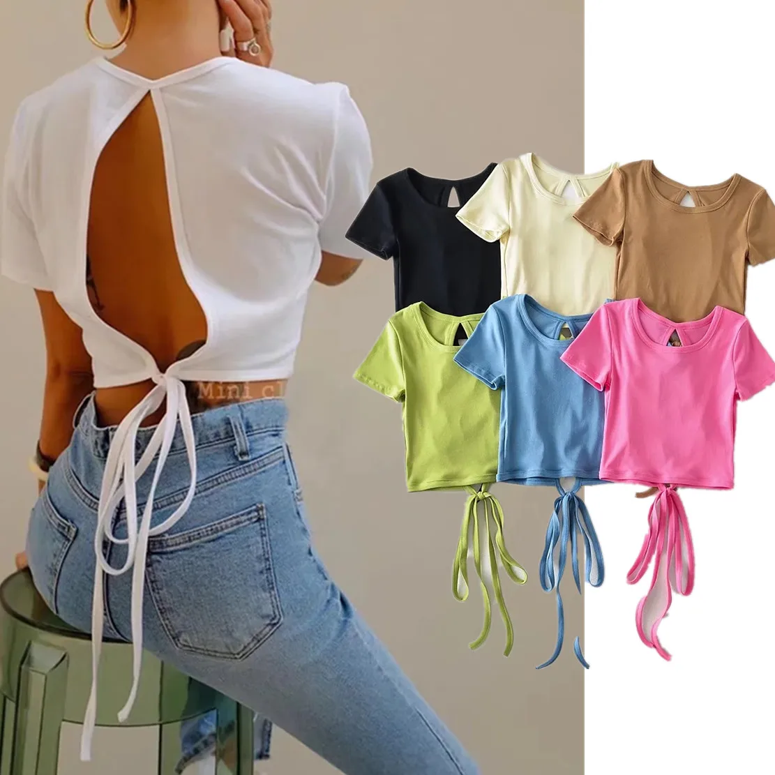 Withered Fashion Simple Solid Multicolor O-neck Bandage Backless Sexy Rib Tshirts Women Tops
Withered Fashion Simple Solid Multicolor O-neck Bandage Backless Sexy Rib Tshirts Women Tops