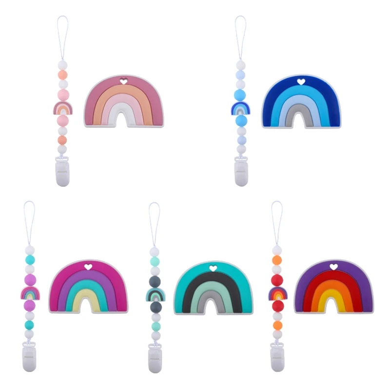 Cartoon Rainbow Silicone Pacifier Clip with Teether Set Teething Soothie Toy DropShipping
Cartoon Rainbow Silicone Pacifier Clip with Teether Set Teething Soothie Toy DropShipping