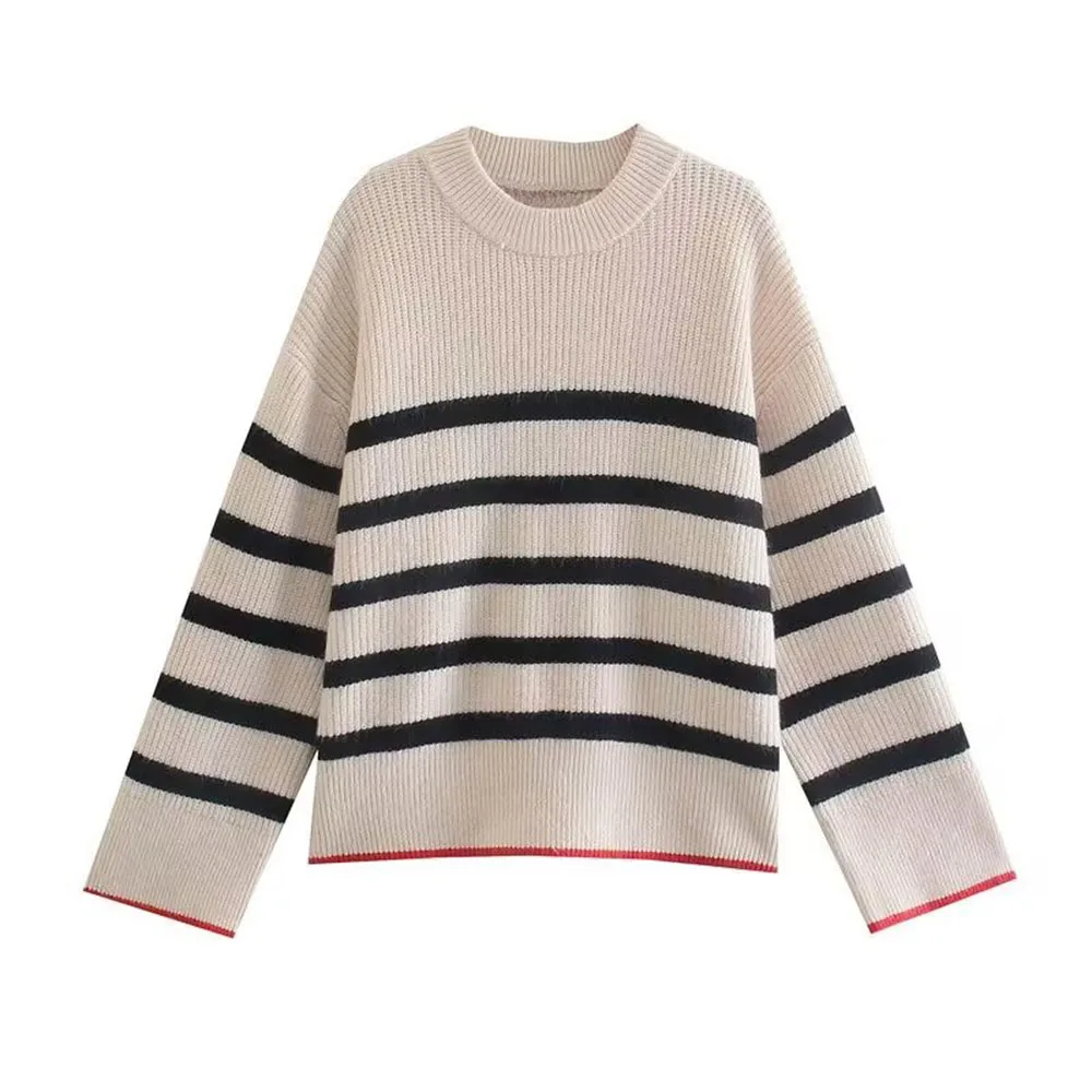 Fall and winter new women's fashion casual versatile comfortable loose round neck long sleeve striped knitted sweater
Fall and winter new women's fashion casual versatile comfortable loose round neck long sleeve striped knitted sweater