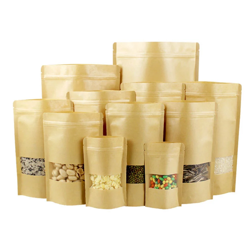 10pcs kraft paper window stand up zipper bag reusable ziplock bag gift dry food fruit tea biscuit food packaging bag 
10pcs kraft paper window stand up zipper bag reusable ziplock bag gift dry food fruit tea biscuit food packaging bag