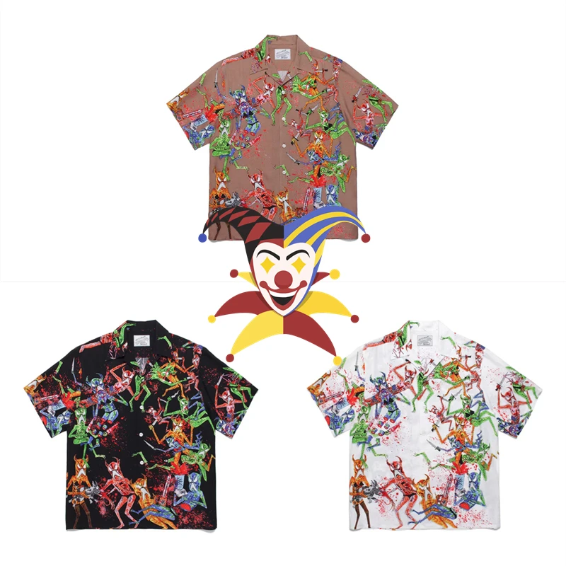 Гавайская рубашка WACKO MARIA для мужчин и женщин, Повседневная футболка, 1:1 
Гавайская рубашка WACKO MARIA для мужчин и женщин, Повседневная футболка, 1:1