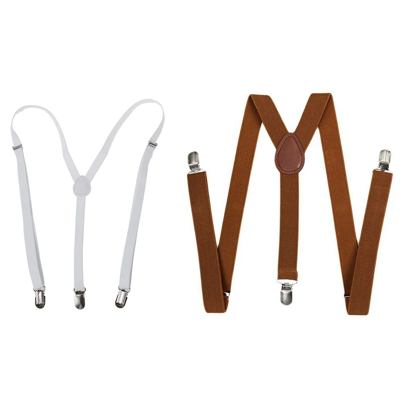 2Pcs Unisex Clip On Suspender Elastic Y-Shape Back Formal Adjustable Braces - White & Brown
2Pcs Unisex Clip On Suspender Elastic Y-Shape Back Formal Adjustable Braces - White & Brown
