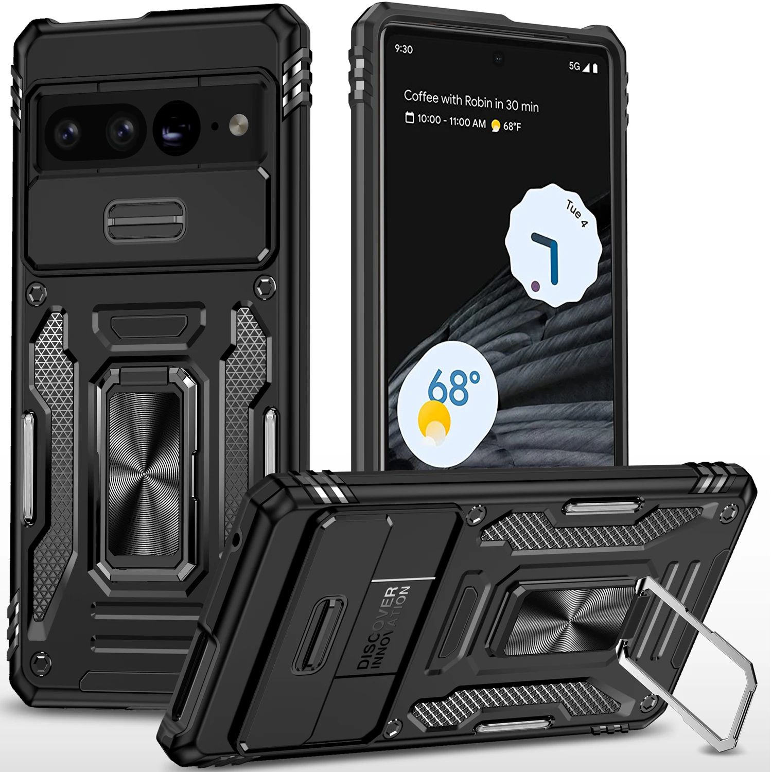 Case for Google Pixel 7 Pro Case with Slide Camera Cover, 360° Magnetic Ring Kickstand Upgraded Military Grade Shockproof Case
Case for Google Pixel 7 Pro Case with Slide Camera Cover, 360° Magnetic Ring Kickstand Upgraded Military Grade Shockproof Case