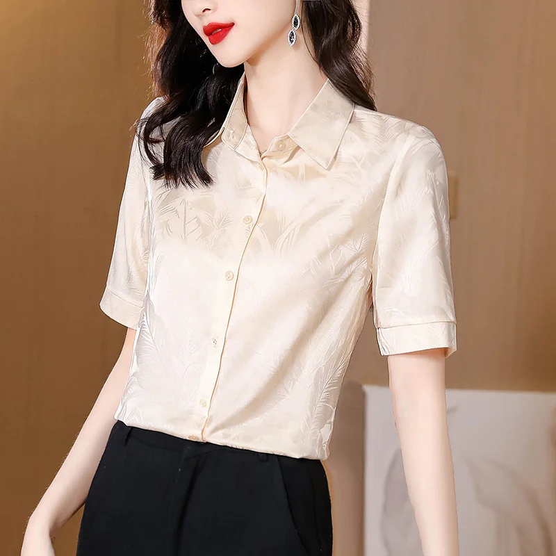 Рубашка Женская атласная с коротким рукавом, модный топ в офисном стиле, блузка с принтом, винтажная одежда, лето 2023
Рубашка Женская атласная с коротким рукавом, модный топ в офисном стиле, блузка с принтом, винтажная одежда, лето 2023