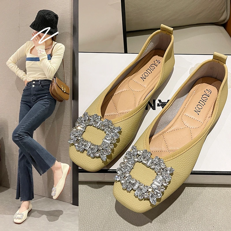 Women Shoes Square Toe Pumps Summer New Rhinestones Buckle Slip on Women's Flat Shoes Ladies Office Work Casual Shoes
Women Shoes Square Toe Pumps Summer New Rhinestones Buckle Slip on Women's Flat Shoes Ladies Office Work Casual Shoes