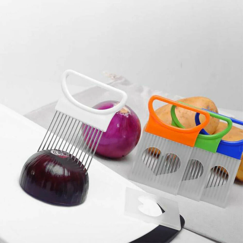 Creative Kitchen Gadget Onion Holder Excellent Durable PP and Stainless Steel Potato Tomato Slicer Vegetable Fruit Cutter
Creative Kitchen Gadget Onion Holder Excellent Durable PP and Stainless Steel Potato Tomato Slicer Vegetable Fruit Cutter