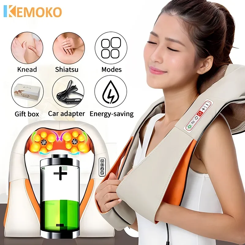 

Electrical Shiatsu Back Neck Shoulder Body Massager Infrared Heated 4D Kneading Car/Home Massage Shawl Device Neck Massager