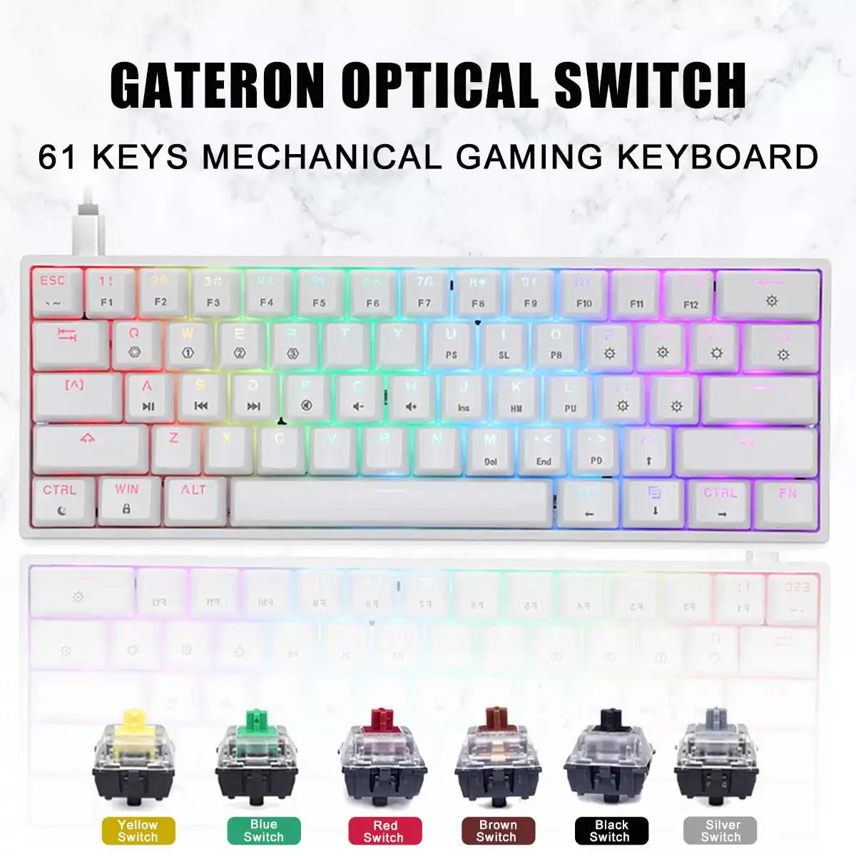 Клавиатура GK61 Механическая Проводная с RGB-подсветкой 61 клавиша |