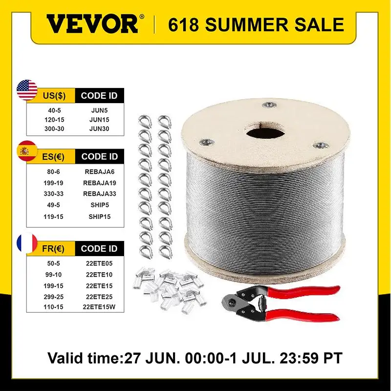 VEVOR 316 футов стальной трос проволока из нержавеющей стали стальной трос 1/8 дюймов-1510 Фунтов Прочность на разрыв 7x7 конструкция для дома DIY
VEVOR 316 футов стальной трос проволока из нержавеющей стали стальной трос 1/8 дюймов-1510 Фунтов Прочность на разрыв 7x7 конструкция для дома DIY