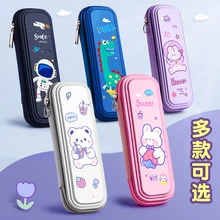 New Pencil Box Pink Rabbit Space Astronaut Navy Blue Pen Case Cartoon Stationery School Supplies Gift Ruler Pouch Holder Bag INS