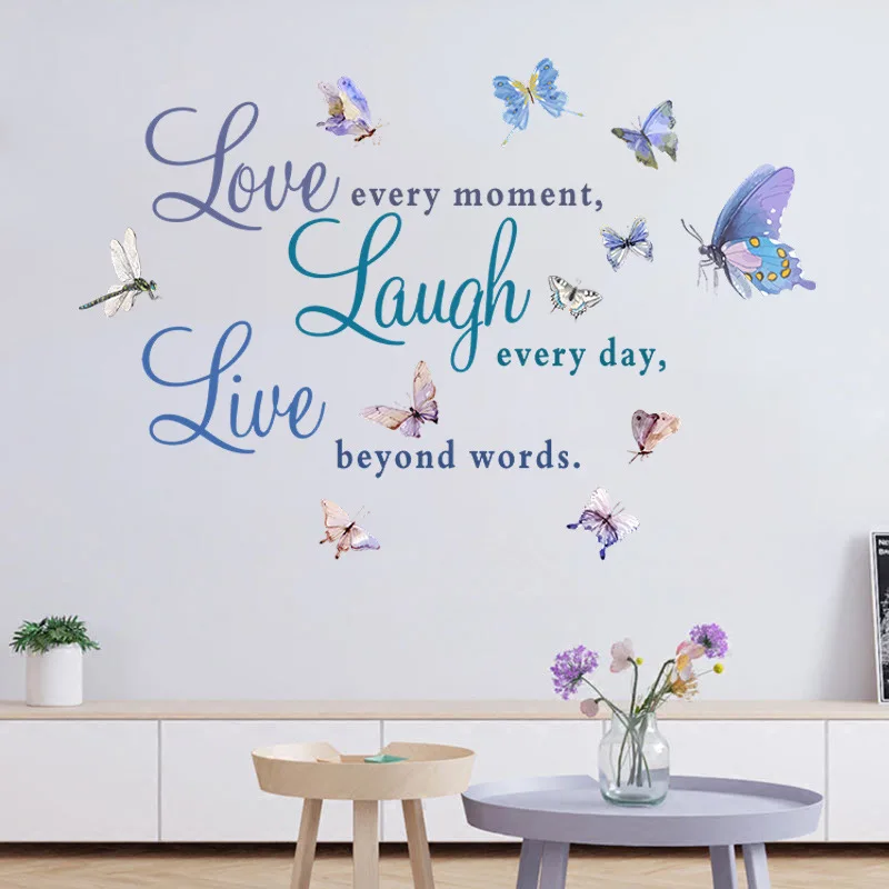 LOVE LAUGH LIVE Butterfly Colorful English Wall Stickers For Nursery Kids Room Decoration Vinyl Stickers Bedroom Home decor
LOVE LAUGH LIVE Butterfly Colorful English Wall Stickers For Nursery Kids Room Decoration Vinyl Stickers Bedroom Home decor