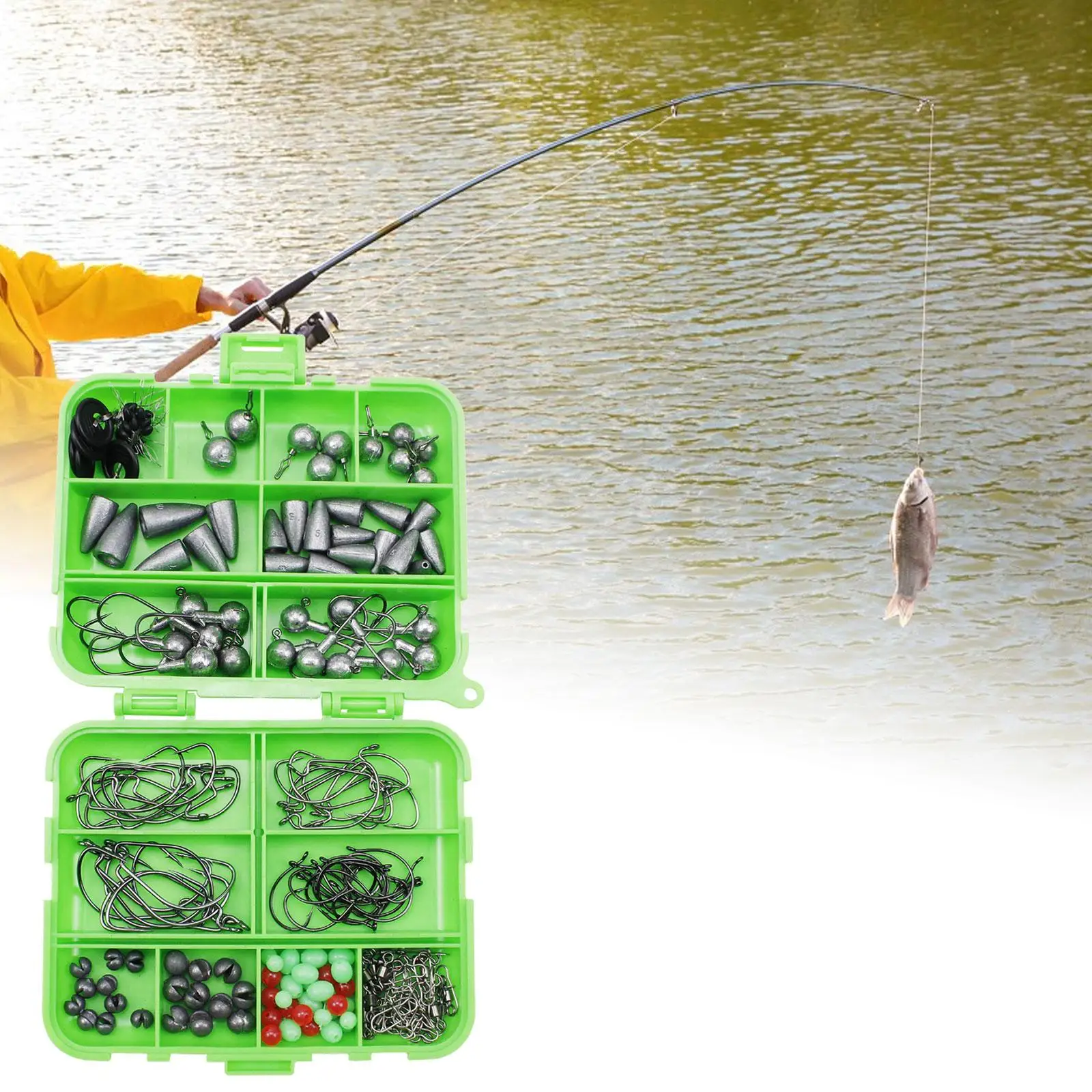 190 Pieces Fishing Hooks Set Portable Fishing Swivel Durable Lake Fishing Fishing Accessories Fishing Tackle for Fishing
190 Pieces Fishing Hooks Set Portable Fishing Swivel Durable Lake Fishing Fishing Accessories Fishing Tackle for Fishing