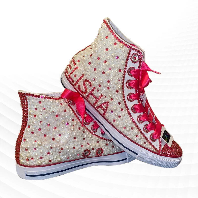 Handmade custom spring and autumn new design sense of color pearl fashion canvas shoes popular ribbon comfortable casual board
Handmade custom spring and autumn new design sense of color pearl fashion canvas shoes popular ribbon comfortable casual board