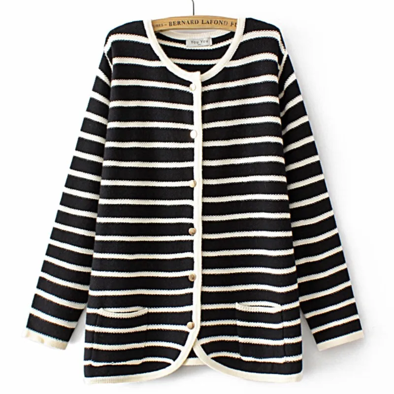 4XL Plus Size Ladies Stripe Knitting Cardigan Round Collar Loose Sweater Autumn Winter Double Pockets Long Sleeves Curve Jumpers
4XL Plus Size Ladies Stripe Knitting Cardigan Round Collar Loose Sweater Autumn Winter Double Pockets Long Sleeves Curve Jumpers