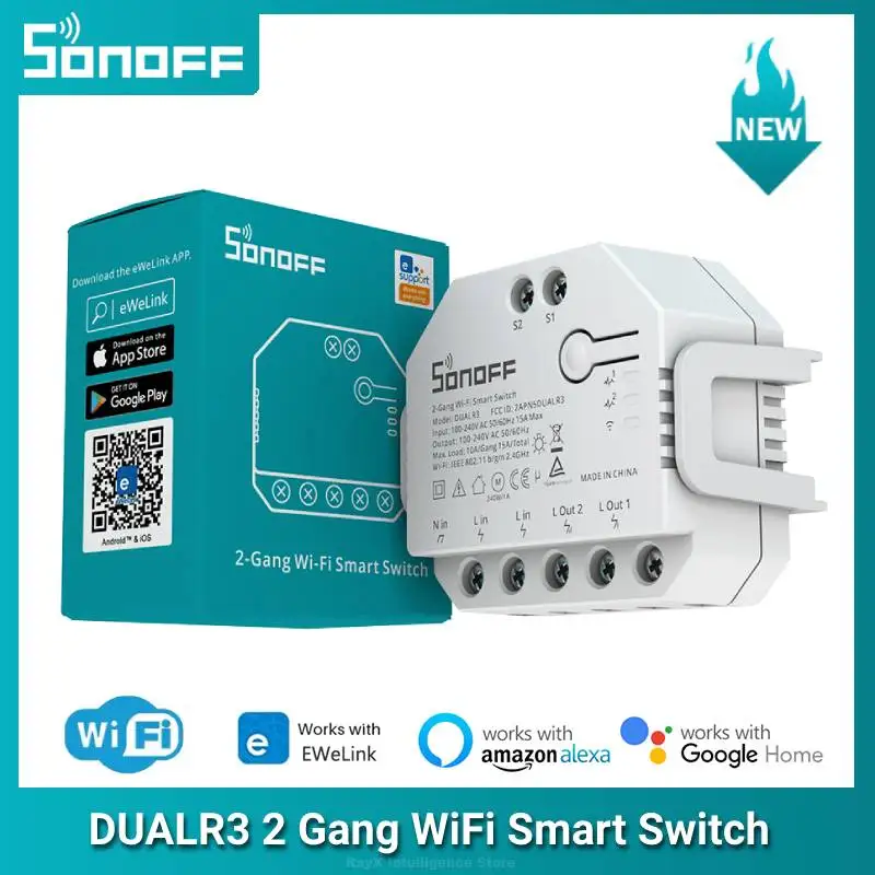 Умный мини-переключатель SONOFF DUAL R3 2-х клавишный релейный модуль сделай сам