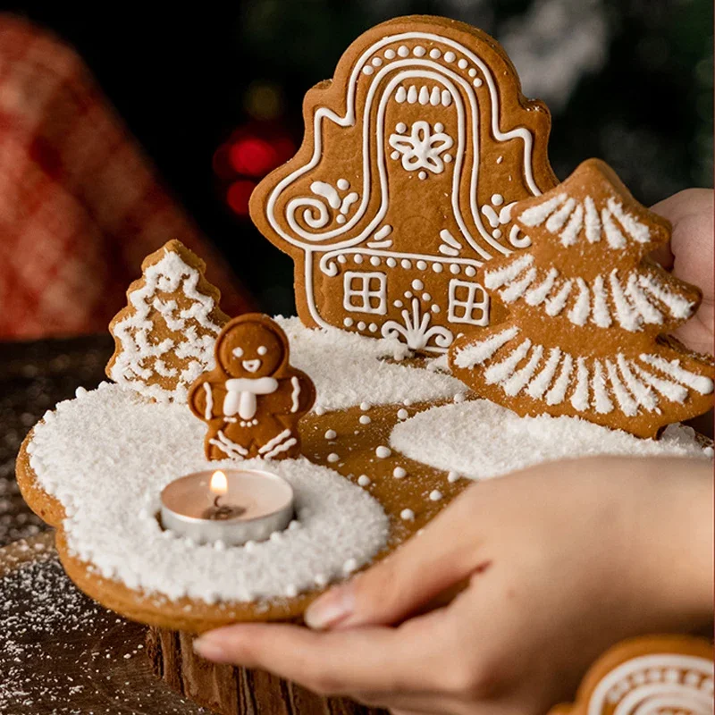 

8pcs Gingerbread House Cookie Mold Christmas Tree Snowman Fondant Mould Biscuit Stamp Christmas Cookie Cutters Cake Decoration