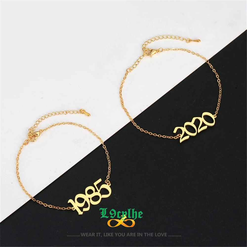 Customized Old English Number Anklet Leg Gold Chain Personalized Birthday Year Number Anklets Custom Jewelry Stainless Steel 
Customized Old English Number Anklet Leg Gold Chain Personalized Birthday Year Number Anklets Custom Jewelry Stainless Steel