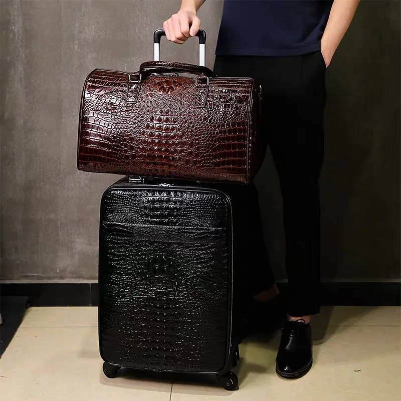 Leather crocodile pattern travel luggage with handbag men head cowhide universal wheel suitcase 20 inch boarding case
Leather crocodile pattern travel luggage with handbag men head cowhide universal wheel suitcase 20 inch boarding case