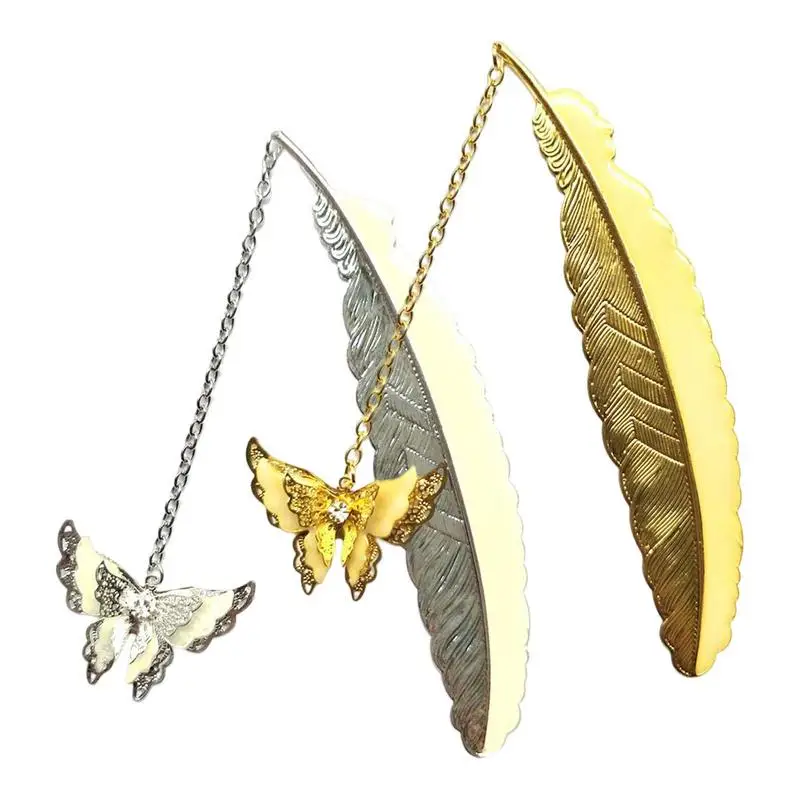 Creative Metal Feather Bookmark With 3D Butterfly Pendant Retro Craft Student Stationery Teacher Gift
Creative Metal Feather Bookmark With 3D Butterfly Pendant Retro Craft Student Stationery Teacher Gift