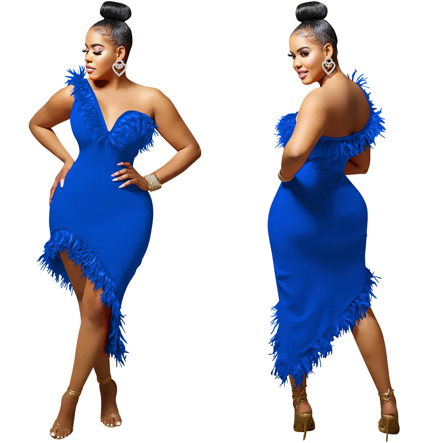Women's Fashion Feather Party Dress Sexy One Shoulder Deep V-neck Sleeveless Club Dress Elegant High Waist Cocktail Dresses
Women's Fashion Feather Party Dress Sexy One Shoulder Deep V-neck Sleeveless Club Dress Elegant High Waist Cocktail Dresses