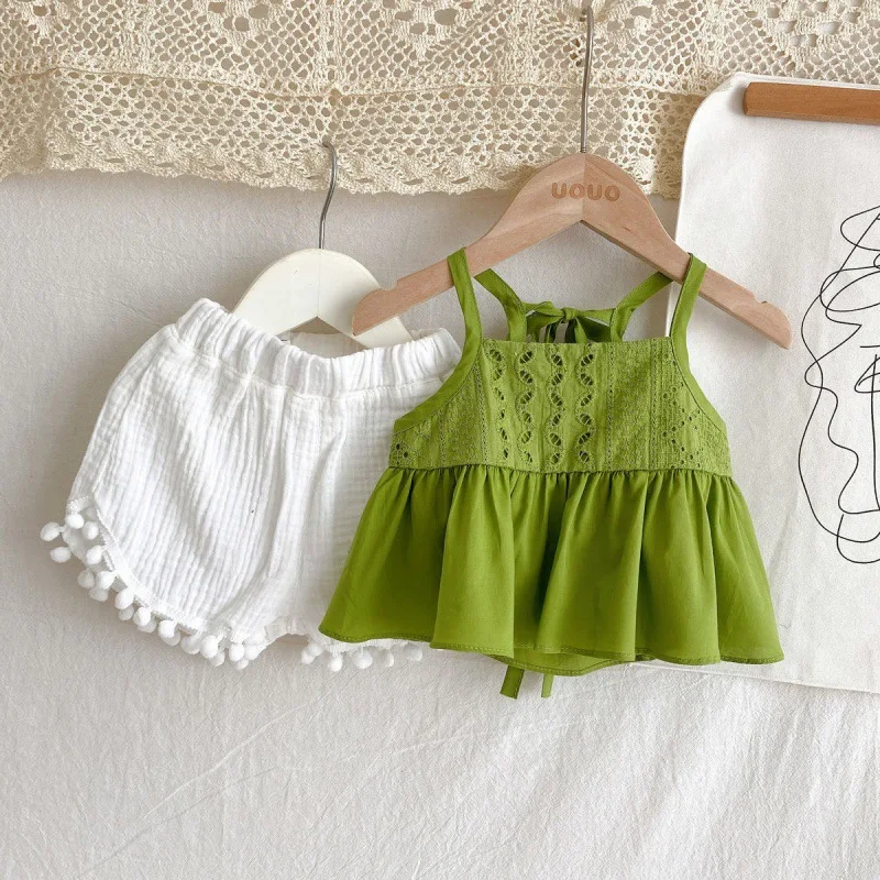 2pc Baby Girls Clothing Set Summer Toddler Girl Cotton Spaghetti Strap Vest Tops And Short Shorts Set With Pant Children Clothes
2pc Baby Girls Clothing Set Summer Toddler Girl Cotton Spaghetti Strap Vest Tops And Short Shorts Set With Pant Children Clothes