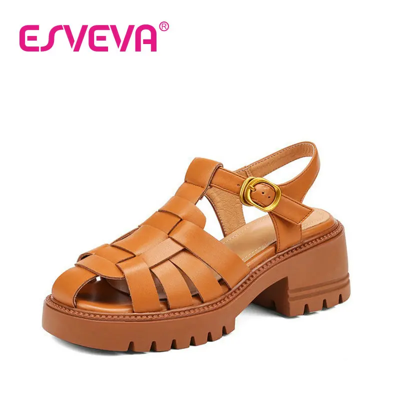 ESVEVA/2022 г. Босоножки с круглым носком и вырезами модная женская обувь из коровьей кожи на квадратном каблуке женские туфли-лодочки с плетеной... 
ESVEVA/2022 г. Босоножки с круглым носком и вырезами модная женская обувь из коровьей кожи на квадратном каблуке женские туфли-лодочки с плетеной...