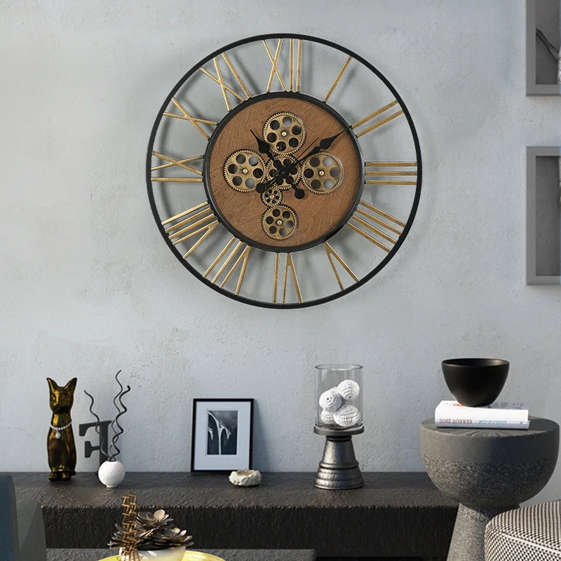 Gear Wall Clock Solid Wood Metal Retro Creative Mechanical Style Decorative Clock Living Room Wall Decor Silent Quartz Watch
Gear Wall Clock Solid Wood Metal Retro Creative Mechanical Style Decorative Clock Living Room Wall Decor Silent Quartz Watch