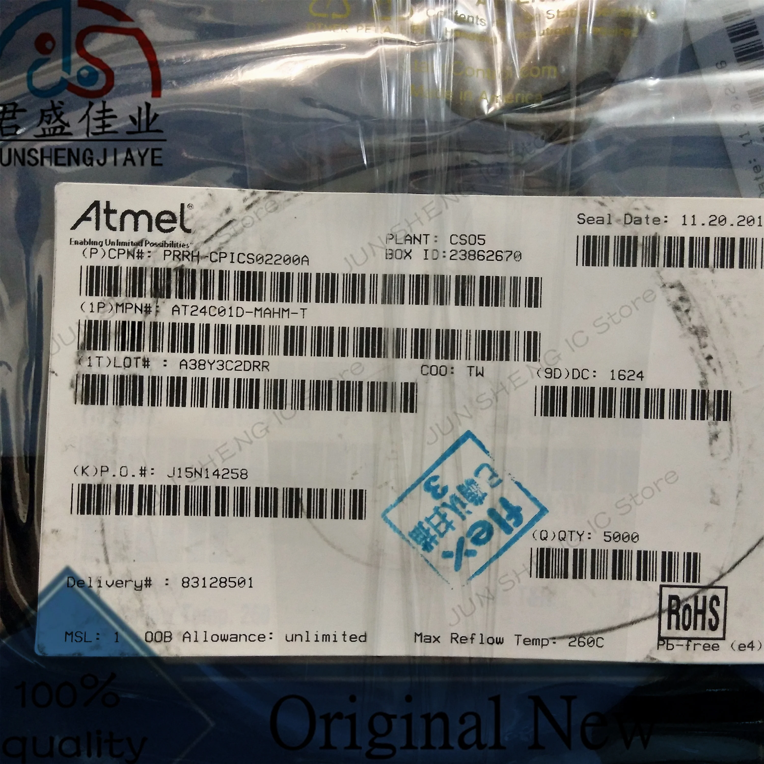 JUN SHENG IC Store/100 шт./лот 100% новая Оригинальная фотография 「 IC EEPROM 1K I2C 1 МГц 8UDFN 」
JUN SHENG IC Store/100 шт./лот 100% новая Оригинальная фотография 「 IC EEPROM 1K I2C 1 МГц 8UDFN 」