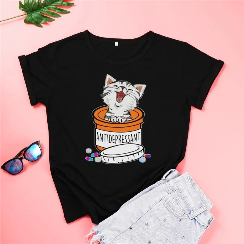 Cute Cat Graphic T Shirts Blouses Woman Female Clothing Women's T-shirt Black White Tops Y2k Streetwear Ladies Short Sleeve Tees
Cute Cat Graphic T Shirts Blouses Woman Female Clothing Women's T-shirt Black White Tops Y2k Streetwear Ladies Short Sleeve Tees