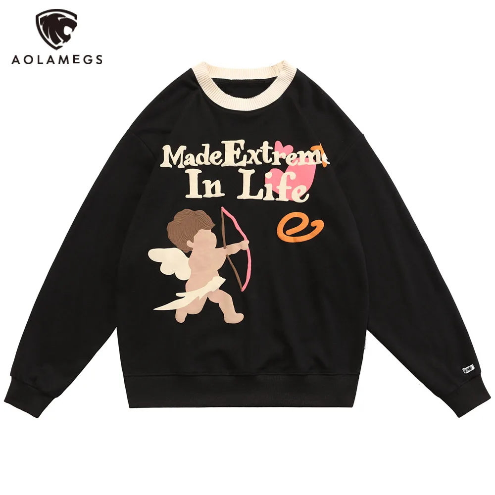 Aolamegs мужской свитер большого размера с милым изображением ангела, сердца, графикой, длинными рукавами, пуловер унисекс, модная уличная одеж... 
Aolamegs мужской свитер большого размера с милым изображением ангела, сердца, графикой, длинными рукавами, пуловер унисекс, модная уличная одеж...