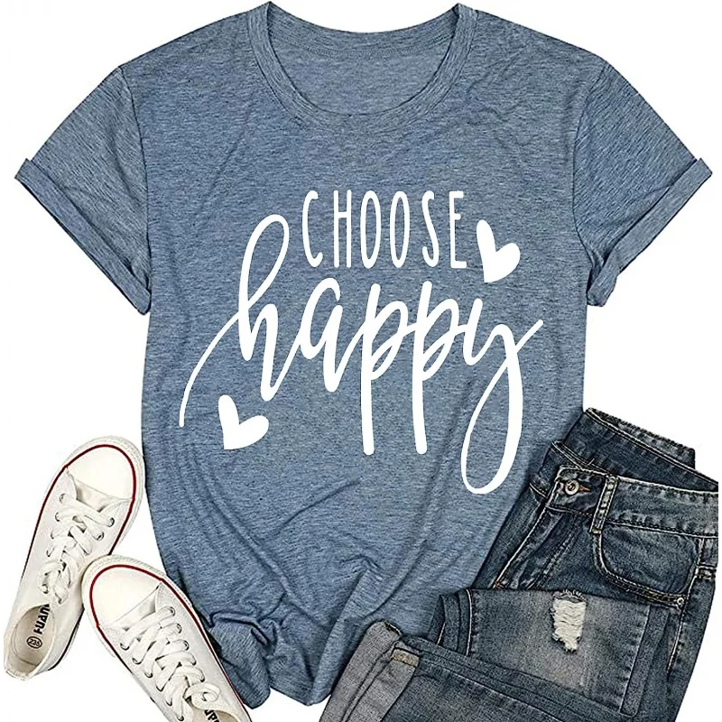 Graphic Tees for Women Choose Happy Letter Print Shirts Funny Love Heart Women T Shirt Inspirational Short Sleeve Tops
Graphic Tees for Women Choose Happy Letter Print Shirts Funny Love Heart Women T Shirt Inspirational Short Sleeve Tops