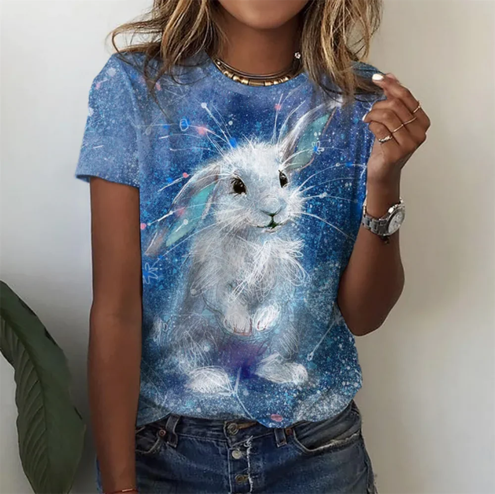 2023 Summer O-Neck Women's T-shirt Cute Rabbit 3D Printing Casual Short Sleeve Flowers Easter Street Regular Hot Selling Women's
2023 Summer O-Neck Women's T-shirt Cute Rabbit 3D Printing Casual Short Sleeve Flowers Easter Street Regular Hot Selling Women's