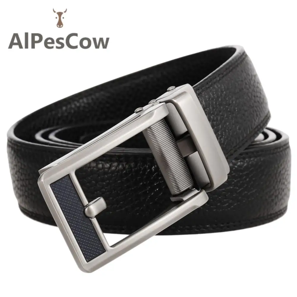 

Full Grain Leather Belts for Men Waistband 3.0cm Width High Quality 100% Alps Cowhide Ratchet Belt Male Luxury Designer Business