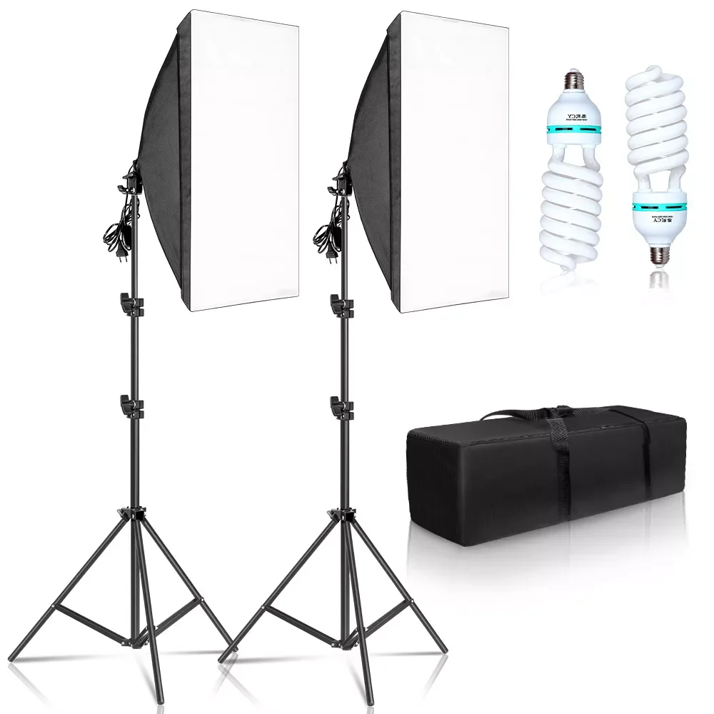 Photography 50x70CM Softbox Lighting Kits Professional Light System With E27 Photographic Bulbs Photo Studio Equipment
Photography 50x70CM Softbox Lighting Kits Professional Light System With E27 Photographic Bulbs Photo Studio Equipment