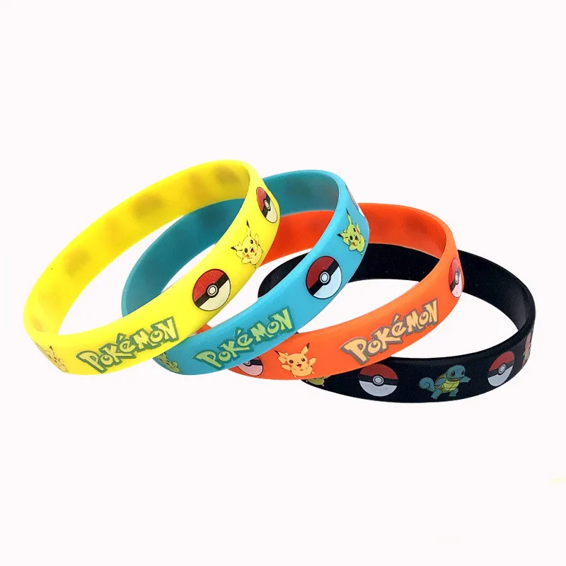 

12pcs Pokemon Bracelet Anime Pocket Elf Pikachu Children Cartoon Silicone Wristband Bracelets Party Gifts Cosplay Accessoires
