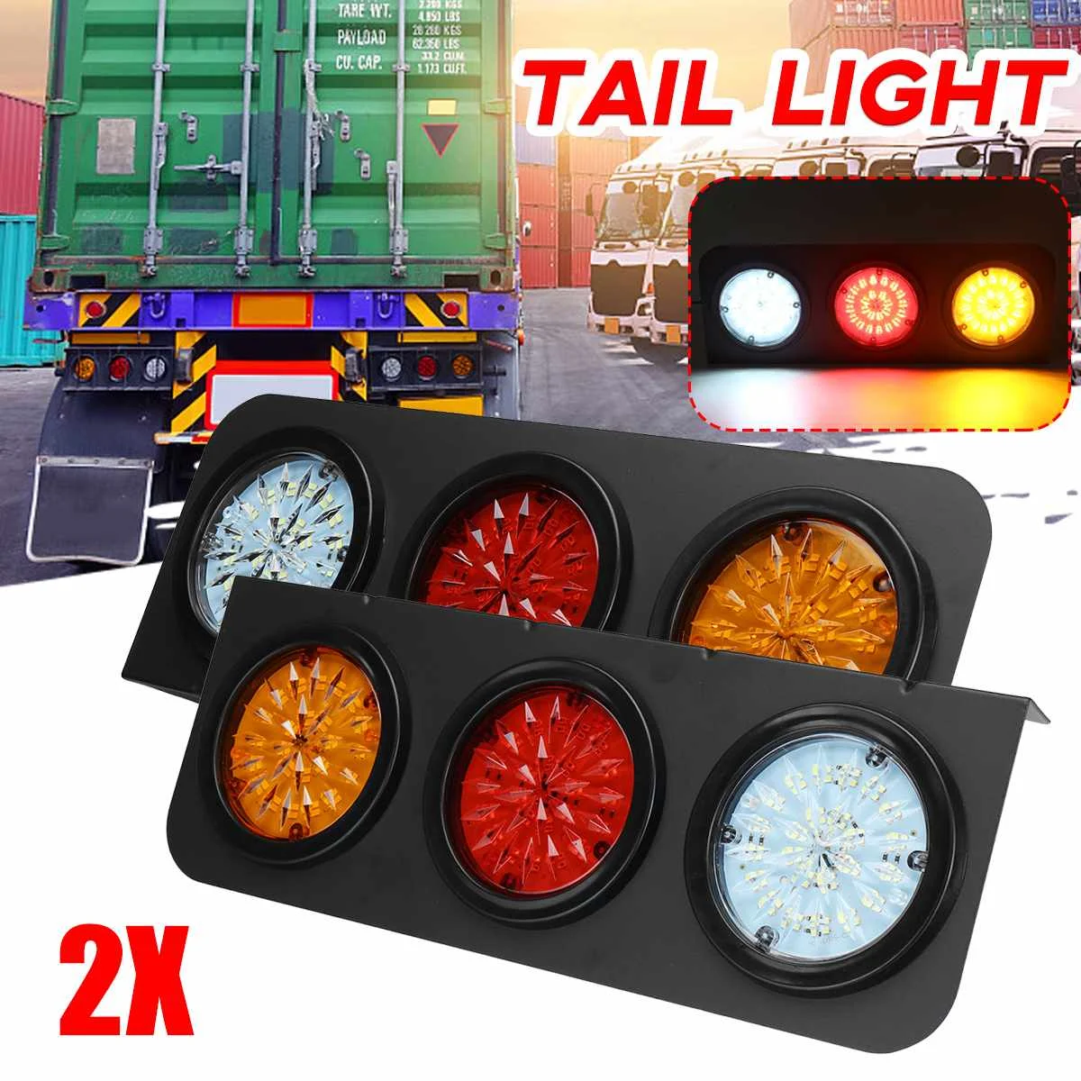 

2pcs 24V LED Trailer Tail Light Turn Signal Lamp Indicator Stop Lamp Brake Rear Lights for Kamaz Truck Caravan Lorry Bus Tractor