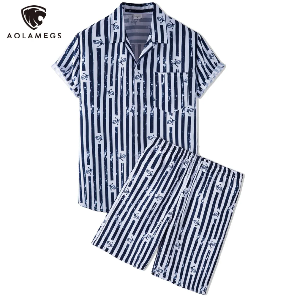 Aolamegs Men's sets Punk Pattern Striped Print Shorts Shirt Suit Summer Casual Fashion Loose Simple All-match Beach Men Clothing
Aolamegs Men's sets Punk Pattern Striped Print Shorts Shirt Suit Summer Casual Fashion Loose Simple All-match Beach Men Clothing