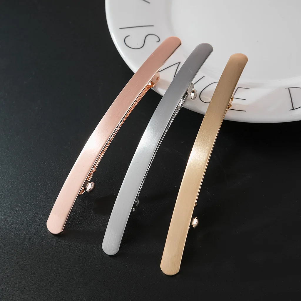 New European and American gold long wire drawing spring clip simple horsetail clip temperament female fashion hair accessories
New European and American gold long wire drawing spring clip simple horsetail clip temperament female fashion hair accessories