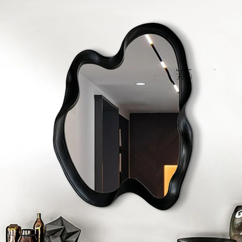 

Irregular Wall Mirrors Entrance House Hall Wooden Dressing Table Asymmetrical Mirror Makeup Specchio Nordic Home Decor XY50dm