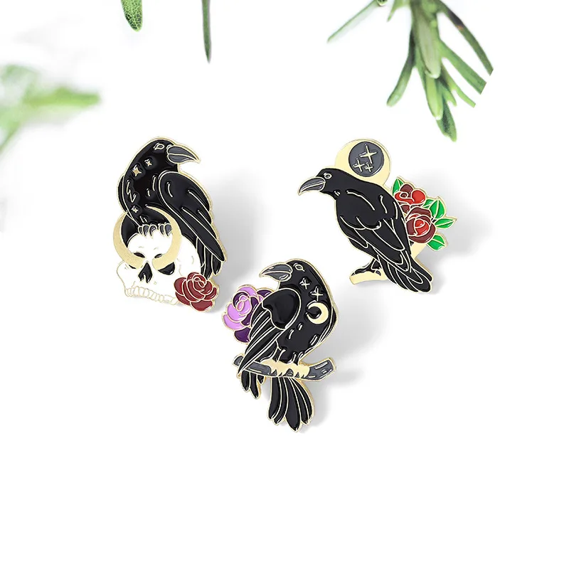 Rose Crow Pins Black Bird Pins Accessories Clothing Backpack Alloy Brooch Enamel Lapel Pins Badge Wholesale
Rose Crow Pins Black Bird Pins Accessories Clothing Backpack Alloy Brooch Enamel Lapel Pins Badge Wholesale