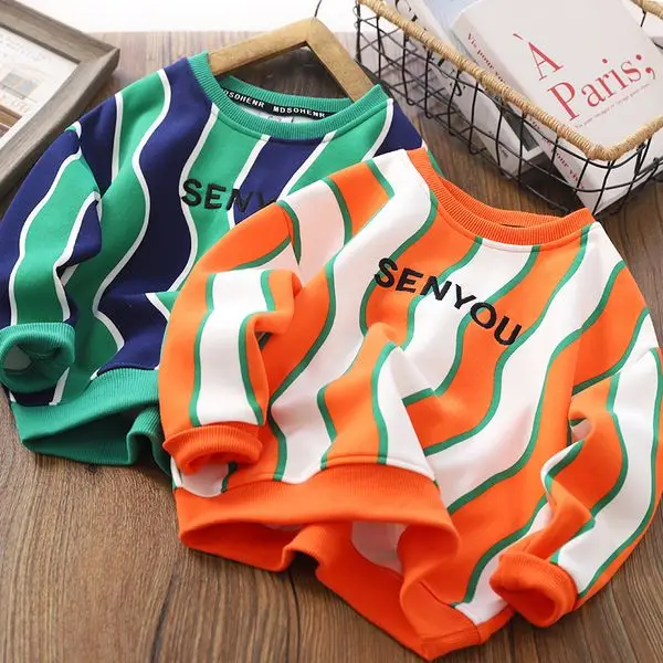 Boys' Hoodie Spring and Autumn 2022 New Children's Vertical Stripe Crew Neck Shirt Loose Children's Fashion Fashion Top
Boys' Hoodie Spring and Autumn 2022 New Children's Vertical Stripe Crew Neck Shirt Loose Children's Fashion Fashion Top