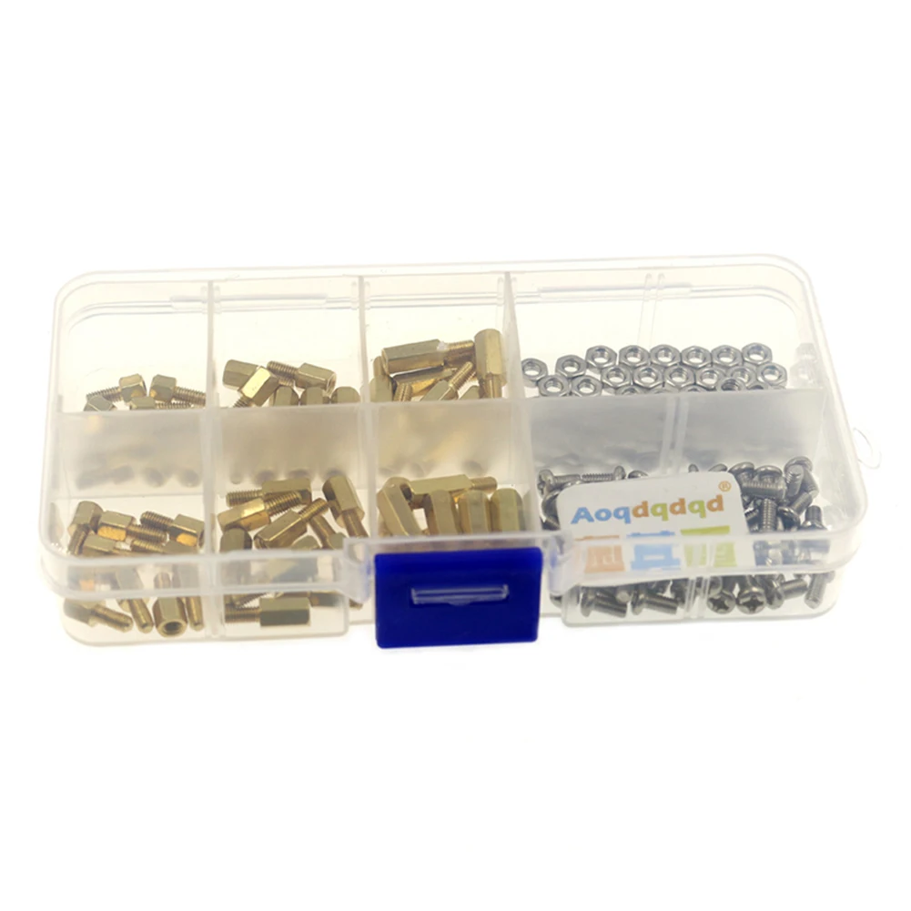 180pcs M3 Male Female Hex Nut Spacing Screw Brass Threaded Pillar PCB Motherboard Standoff Spacer Fastener Tool Kit
180pcs M3 Male Female Hex Nut Spacing Screw Brass Threaded Pillar PCB Motherboard Standoff Spacer Fastener Tool Kit