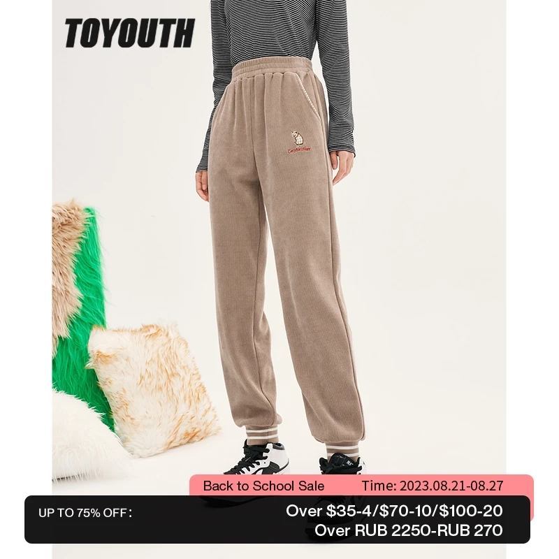 Toyouth Women Thick Pants 2022 Winter Elastic Waist Straight Loose Trousers Textured Fabric Embroidery Warm Casual Long Pants
Toyouth Women Thick Pants 2022 Winter Elastic Waist Straight Loose Trousers Textured Fabric Embroidery Warm Casual Long Pants