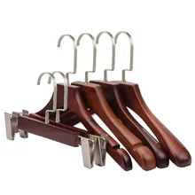 10Pcs/set Adult Child Extra-Wide Solid Wood and Metal Hook Wooden Hangers With Notches Non-slip Hook for Clothes W4607