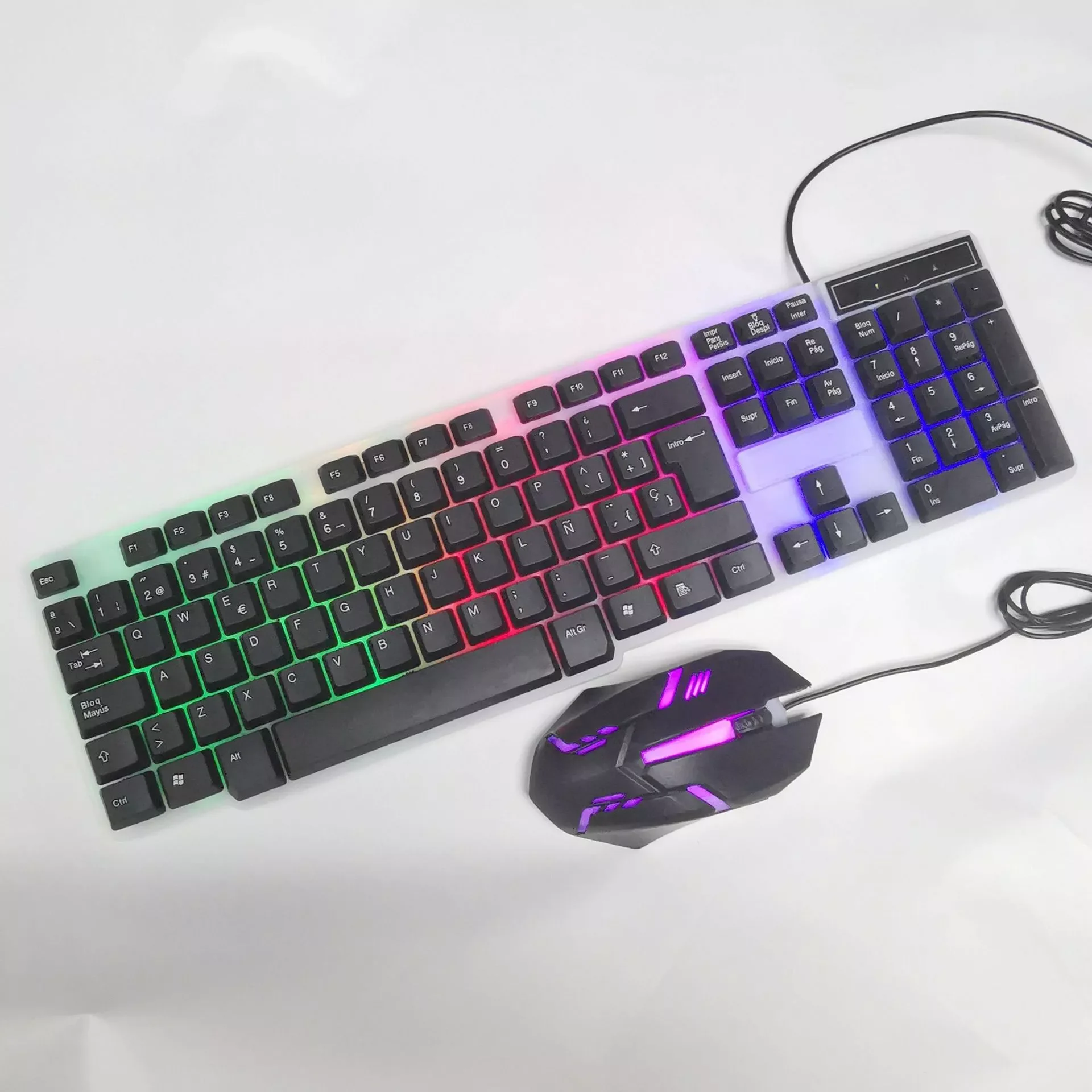 105 Keys Backlight Keyboard Ergonomic Mouse Kit USB Wired Spanish Keyboard Mouse Combo with Suspended Keycaps Plug and Play
105 Keys Backlight Keyboard Ergonomic Mouse Kit USB Wired Spanish Keyboard Mouse Combo with Suspended Keycaps Plug and Play