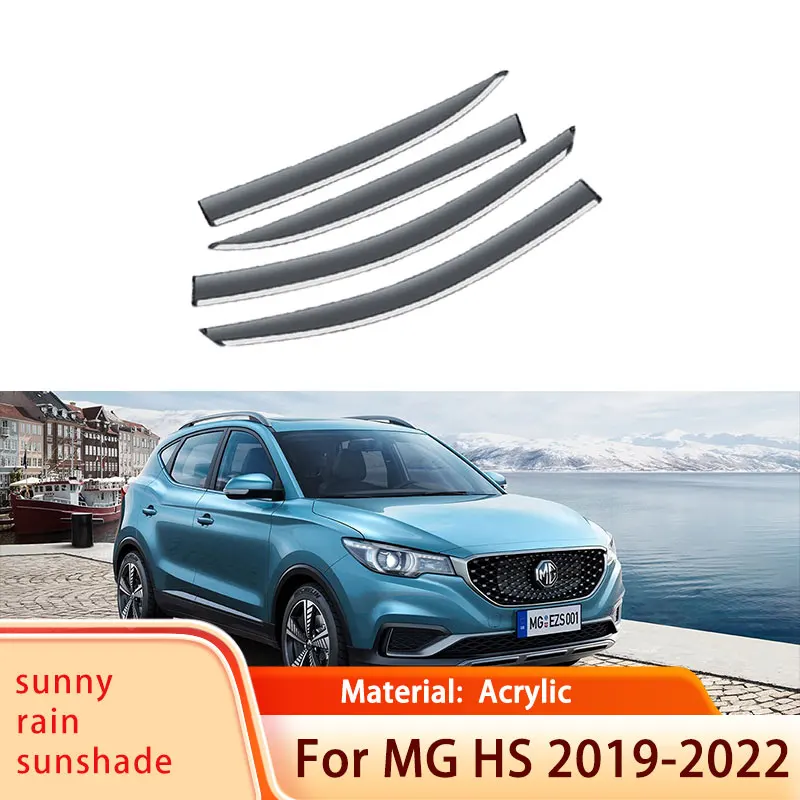 

MG HS EHS PHEV AS23 2018 2019 2020 2021 2022 2023 4x Car Window Visor Awnings Sun Rain Deflector Shelters Shades Car Accessories