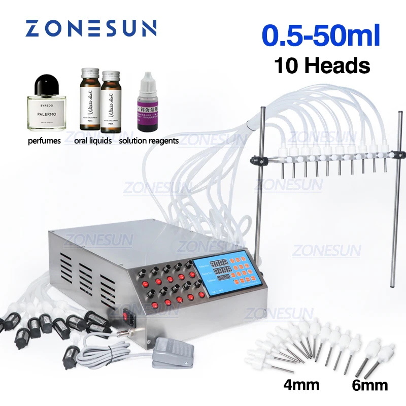ZONESUN 10 головок аппарат для розлива духов и жидкостей электронное цифровое