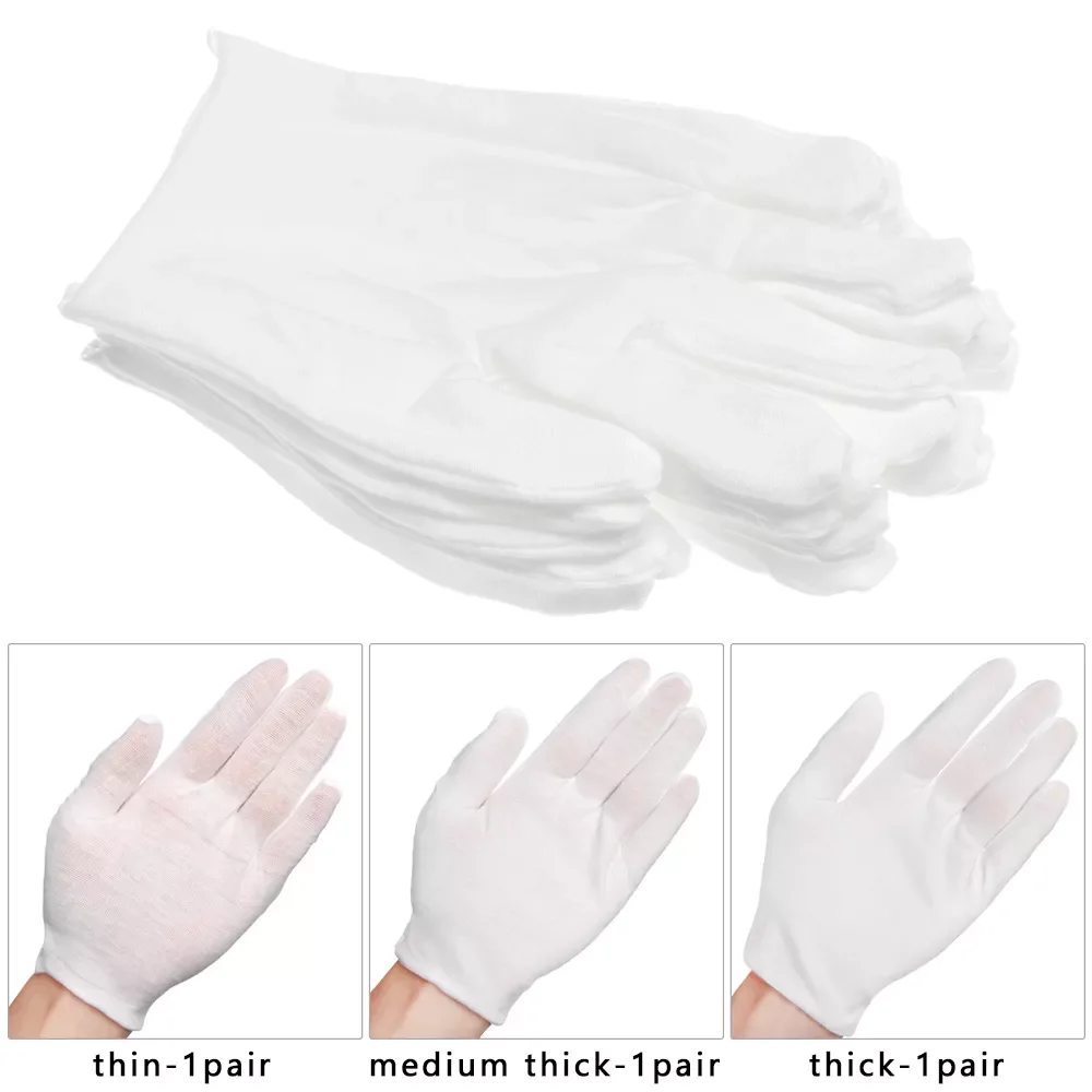 

1Pair White Cotton Gloves Labor Protection Gloves for Jewelry Appreciation thin medium Cleaning Gardening Etiquette Supplies