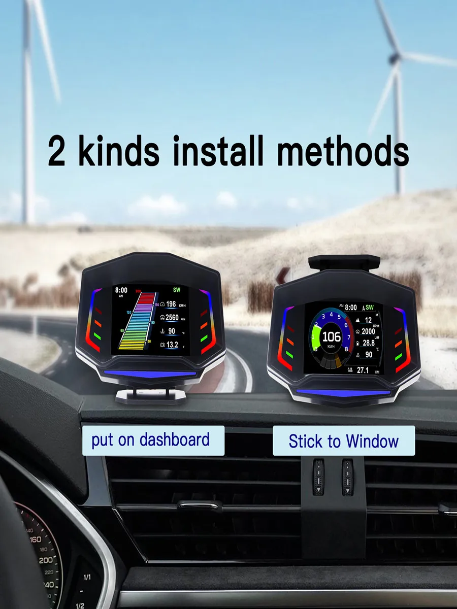 Head-Up Display HUD GPS OBD2 Slope Meter Smart Gauge With Ambient Light With RGB Color For Japanese Cars 2008+
Head-Up Display HUD GPS OBD2 Slope Meter Smart Gauge With Ambient Light With RGB Color For Japanese Cars 2008+
